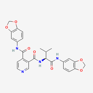 molecular formula C26H24N4O7 B11010815 N~4~-(1,3-benzodioxol-5-yl)-N~3~-[(2S)-1-(1,3-benzodioxol-5-ylamino)-3-methyl-1-oxobutan-2-yl]pyridine-3,4-dicarboxamide 