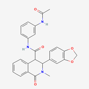 molecular formula C26H23N3O5 B11010970 N-[3-(acetylamino)phenyl]-3-(1,3-benzodioxol-5-yl)-2-methyl-1-oxo-1,2,3,4-tetrahydroisoquinoline-4-carboxamide 