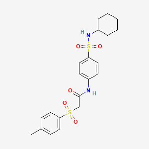 molecular formula C21H26N2O5S2 B11011053 N-[4-(cyclohexylsulfamoyl)phenyl]-2-[(4-methylphenyl)sulfonyl]acetamide 