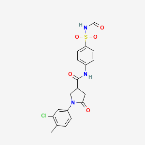 molecular formula C20H20ClN3O5S B11011066 N-[4-(acetylsulfamoyl)phenyl]-1-(3-chloro-4-methylphenyl)-5-oxopyrrolidine-3-carboxamide 