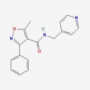 molecular formula C17H15N3O2 B11011095 5-methyl-3-phenyl-N-(pyridin-4-ylmethyl)-1,2-oxazole-4-carboxamide 
