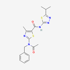 molecular formula C19H21N5O2S2 B11011147 2-[acetyl(benzyl)amino]-4-methyl-N-[(2E)-5-(propan-2-yl)-1,3,4-thiadiazol-2(3H)-ylidene]-1,3-thiazole-5-carboxamide 