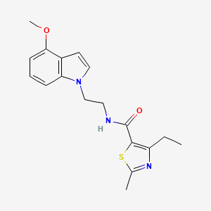 molecular formula C18H21N3O2S B11011288 4-ethyl-N-[2-(4-methoxy-1H-indol-1-yl)ethyl]-2-methyl-1,3-thiazole-5-carboxamide 