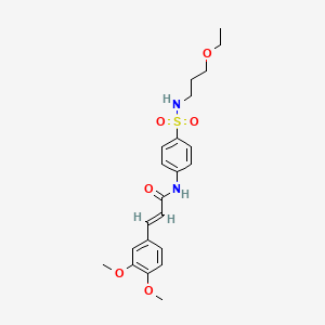 molecular formula C22H28N2O6S B11011387 (2E)-3-(3,4-dimethoxyphenyl)-N-{4-[(3-ethoxypropyl)sulfamoyl]phenyl}prop-2-enamide 