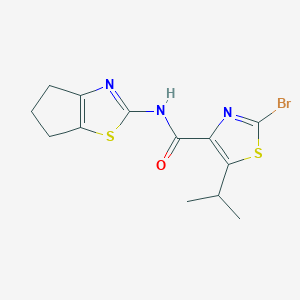 molecular formula C13H14BrN3OS2 B11011466 2-bromo-N-(5,6-dihydro-4H-cyclopenta[d]thiazol-2-yl)-5-isopropylthiazole-4-carboxamide 