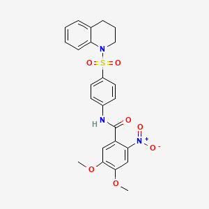 molecular formula C24H23N3O7S B11011494 N-[4-(3,4-dihydroquinolin-1(2H)-ylsulfonyl)phenyl]-4,5-dimethoxy-2-nitrobenzamide 