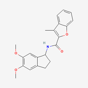 molecular formula C21H21NO4 B11011826 N-(5,6-dimethoxy-2,3-dihydro-1H-inden-1-yl)-3-methyl-1-benzofuran-2-carboxamide 