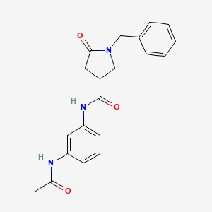 molecular formula C20H21N3O3 B11013643 N-[3-(acetylamino)phenyl]-1-benzyl-5-oxopyrrolidine-3-carboxamide 