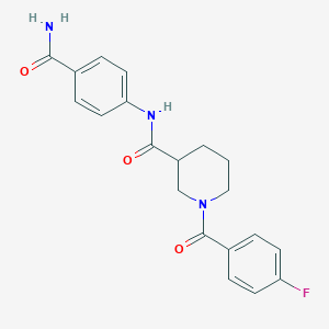 molecular formula C20H20FN3O3 B11015688 N-(4-carbamoylphenyl)-1-[(4-fluorophenyl)carbonyl]piperidine-3-carboxamide 