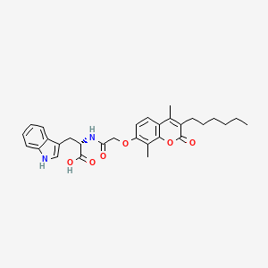 molecular formula C30H34N2O6 B11015913 N-{[(3-hexyl-4,8-dimethyl-2-oxo-2H-chromen-7-yl)oxy]acetyl}-L-tryptophan 