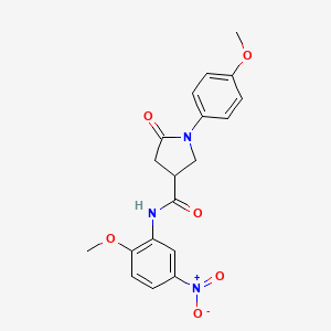 molecular formula C19H19N3O6 B11017869 N-(2-methoxy-5-nitrophenyl)-1-(4-methoxyphenyl)-5-oxopyrrolidine-3-carboxamide 