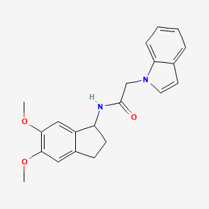 molecular formula C21H22N2O3 B11017996 N-(5,6-dimethoxy-2,3-dihydro-1H-inden-1-yl)-2-(1H-indol-1-yl)acetamide 