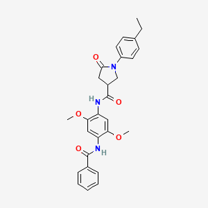 molecular formula C28H29N3O5 B11018082 N-{2,5-dimethoxy-4-[(phenylcarbonyl)amino]phenyl}-1-(4-ethylphenyl)-5-oxopyrrolidine-3-carboxamide 