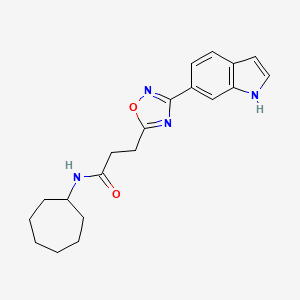 molecular formula C20H24N4O2 B11018237 N-cycloheptyl-3-[3-(1H-indol-6-yl)-1,2,4-oxadiazol-5-yl]propanamide 