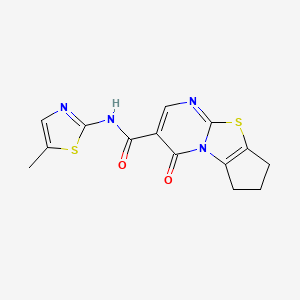 molecular formula C14H12N4O2S2 B11018253 N-(5-methylthiazol-2-yl)-4-oxo-4,6,7,8-tetrahydrocyclopenta[4,5]thiazolo[3,2-a]pyrimidine-3-carboxamide 