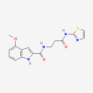 molecular formula C16H16N4O3S B11018259 4-methoxy-N-[3-oxo-3-(1,3-thiazol-2-ylamino)propyl]-1H-indole-2-carboxamide 