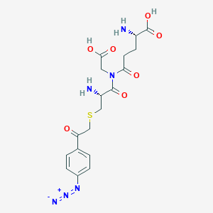 molecular formula C₁₈H₂₂N₆O₇S B110184 (2S)-2-amino-5-[[(2R)-2-amino-3-[2-(4-azidophenyl)-2-oxoethyl]sulfanylpropanoyl]-(carboxymethyl)amino]-5-oxopentanoic acid CAS No. 73322-71-1