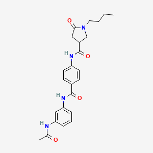 molecular formula C24H28N4O4 B11018540 N-(4-{[3-(acetylamino)phenyl]carbamoyl}phenyl)-1-butyl-5-oxopyrrolidine-3-carboxamide 