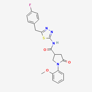 molecular formula C21H19FN4O3S B11018548 N-[(2E)-5-(4-fluorobenzyl)-1,3,4-thiadiazol-2(3H)-ylidene]-1-(2-methoxyphenyl)-5-oxopyrrolidine-3-carboxamide 