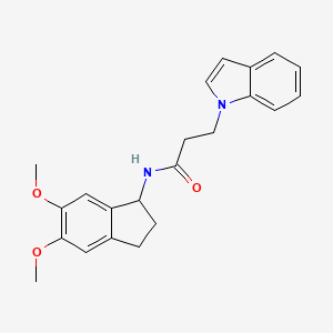 molecular formula C22H24N2O3 B11018581 N-(5,6-dimethoxy-2,3-dihydro-1H-inden-1-yl)-3-(1H-indol-1-yl)propanamide 