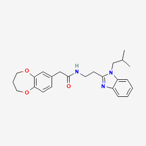 molecular formula C24H29N3O3 B11019447 2-(3,4-dihydro-2H-1,5-benzodioxepin-7-yl)-N-{2-[1-(2-methylpropyl)-1H-benzimidazol-2-yl]ethyl}acetamide 
