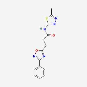 molecular formula C14H13N5O2S B11019479 N-(5-methyl-1,3,4-thiadiazol-2-yl)-3-(3-phenyl-1,2,4-oxadiazol-5-yl)propanamide 