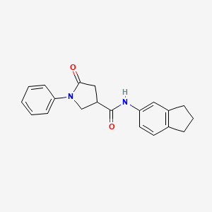 molecular formula C20H20N2O2 B11019524 N-(2,3-dihydro-1H-inden-5-yl)-5-oxo-1-phenylpyrrolidine-3-carboxamide 