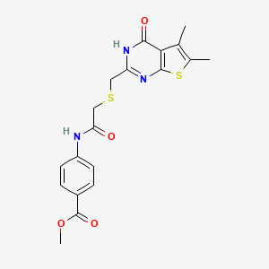 molecular formula C19H19N3O4S2 B11019849 Methyl 4-[({[(4-hydroxy-5,6-dimethylthieno[2,3-d]pyrimidin-2-yl)methyl]sulfanyl}acetyl)amino]benzoate 