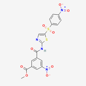 molecular formula C18H12N4O9S2 B11020033 Methyl 3-nitro-5-({5-[(4-nitrophenyl)sulfonyl]-1,3-thiazol-2-yl}carbamoyl)benzoate 
