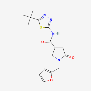 molecular formula C16H20N4O3S B11020307 N-[(2E)-5-tert-butyl-1,3,4-thiadiazol-2(3H)-ylidene]-1-(furan-2-ylmethyl)-5-oxopyrrolidine-3-carboxamide 