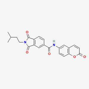 molecular formula C23H20N2O5 B11020718 2-(3-methylbutyl)-1,3-dioxo-N-(2-oxo-2H-chromen-6-yl)-2,3-dihydro-1H-isoindole-5-carboxamide 