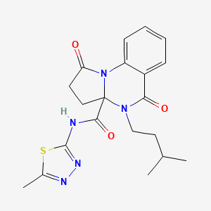 molecular formula C20H23N5O3S B11020924 4-(3-methylbutyl)-N-[(2Z)-5-methyl-1,3,4-thiadiazol-2(3H)-ylidene]-1,5-dioxo-2,3,4,5-tetrahydropyrrolo[1,2-a]quinazoline-3a(1H)-carboxamide 