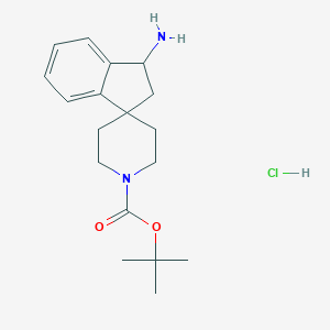 molecular formula C18H27ClN2O2 B110213 tert-Butyl 3-amino-2,3-dihydrospiro[indene-1,4'-piperidine]-1'-carboxylate hydrochloride CAS No. 1279844-40-4