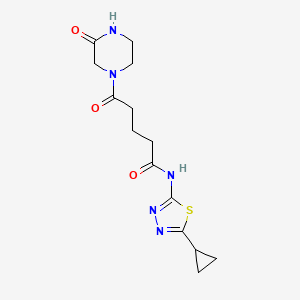 molecular formula C14H19N5O3S B11021447 N-(5-cyclopropyl-1,3,4-thiadiazol-2-yl)-5-oxo-5-(3-oxopiperazin-1-yl)pentanamide 