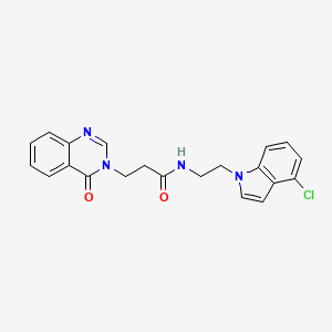 molecular formula C21H19ClN4O2 B11021505 N-[2-(4-chloro-1H-indol-1-yl)ethyl]-3-(4-oxoquinazolin-3(4H)-yl)propanamide 
