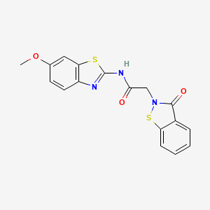 molecular formula C17H13N3O3S2 B11021729 N-[(2Z)-6-methoxy-1,3-benzothiazol-2(3H)-ylidene]-2-(3-oxo-1,2-benzothiazol-2(3H)-yl)acetamide 