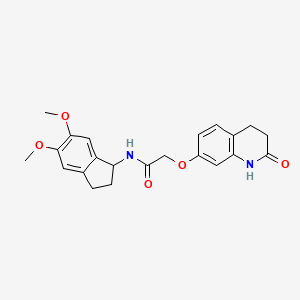 molecular formula C22H24N2O5 B11021735 N-(5,6-dimethoxy-2,3-dihydro-1H-inden-1-yl)-2-[(2-oxo-1,2,3,4-tetrahydroquinolin-7-yl)oxy]acetamide 