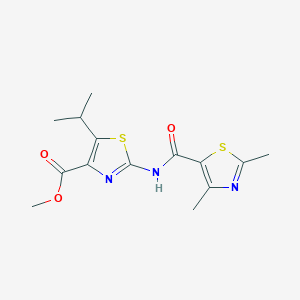 molecular formula C14H17N3O3S2 B11022101 Methyl 2-{[(2,4-dimethyl-1,3-thiazol-5-yl)carbonyl]amino}-5-(propan-2-yl)-1,3-thiazole-4-carboxylate 