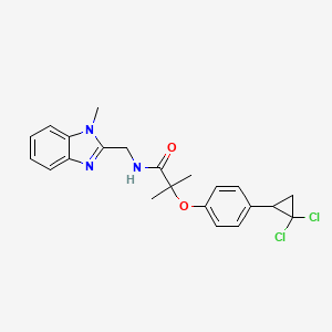 molecular formula C22H23Cl2N3O2 B11022121 2-[4-(2,2-dichlorocyclopropyl)phenoxy]-2-methyl-N-[(1-methyl-1H-benzimidazol-2-yl)methyl]propanamide 