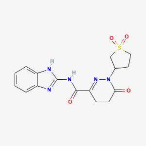 molecular formula C16H17N5O4S B11022351 N-(1H-1,3-benzodiazol-2-yl)-1-(1,1-dioxo-1lambda6-thiolan-3-yl)-6-oxo-1,4,5,6-tetrahydropyridazine-3-carboxamide 