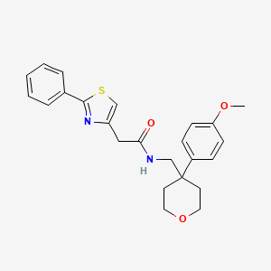 molecular formula C24H26N2O3S B11022401 N-{[4-(4-methoxyphenyl)tetrahydro-2H-pyran-4-yl]methyl}-2-(2-phenyl-1,3-thiazol-4-yl)acetamide 