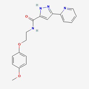 molecular formula C18H18N4O3 B11022520 N-[2-(4-methoxyphenoxy)ethyl]-5-(pyridin-2-yl)-1H-pyrazole-3-carboxamide 