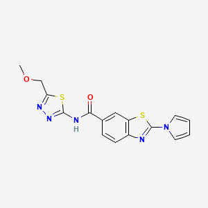 molecular formula C16H13N5O2S2 B11022533 N-[(2E)-5-(methoxymethyl)-1,3,4-thiadiazol-2(3H)-ylidene]-2-(1H-pyrrol-1-yl)-1,3-benzothiazole-6-carboxamide 