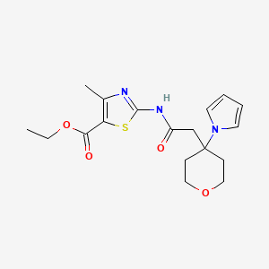 molecular formula C18H23N3O4S B11022911 ethyl 4-methyl-2-({[4-(1H-pyrrol-1-yl)tetrahydro-2H-pyran-4-yl]acetyl}amino)-1,3-thiazole-5-carboxylate 