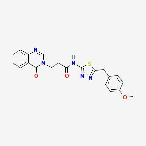 molecular formula C21H19N5O3S B11022942 N-[(2E)-5-(4-methoxybenzyl)-1,3,4-thiadiazol-2(3H)-ylidene]-3-(4-oxoquinazolin-3(4H)-yl)propanamide 