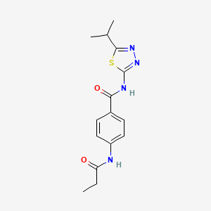 molecular formula C15H18N4O2S B11022972 N-(5-isopropyl-1,3,4-thiadiazol-2-yl)-4-(propionylamino)benzamide 
