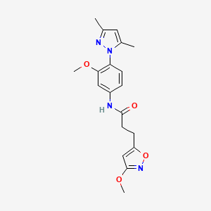 molecular formula C19H22N4O4 B11023312 N-[4-(3,5-dimethyl-1H-pyrazol-1-yl)-3-methoxyphenyl]-3-(3-methoxy-1,2-oxazol-5-yl)propanamide 