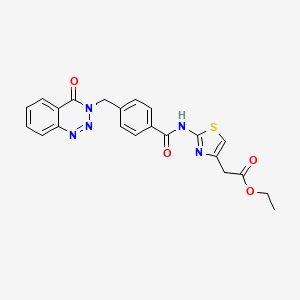 molecular formula C22H19N5O4S B11023414 ethyl {2-[({4-[(4-oxo-1,2,3-benzotriazin-3(4H)-yl)methyl]phenyl}carbonyl)amino]-1,3-thiazol-4-yl}acetate 
