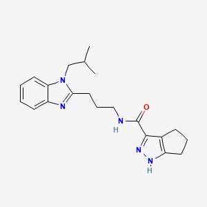 molecular formula C21H27N5O B11023523 N-{3-[1-(2-methylpropyl)-1H-benzimidazol-2-yl]propyl}-2,4,5,6-tetrahydrocyclopenta[c]pyrazole-3-carboxamide 
