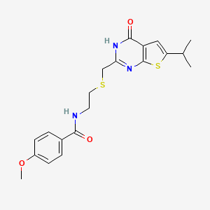 molecular formula C20H23N3O3S2 B11023724 4-methoxy-N-[2-({[4-oxo-6-(propan-2-yl)-3,4-dihydrothieno[2,3-d]pyrimidin-2-yl]methyl}sulfanyl)ethyl]benzamide 